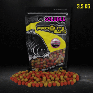 Soluble Boilies Banana & Strawberry 20 mm 3,5 kg Pro Elite Baits – Cebo dulce soluble para carpas disponible en Carpext