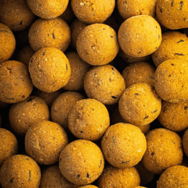 Boilies solubles Melon & Peach 20 mm – Vista cercana de la textura blanda y porosa