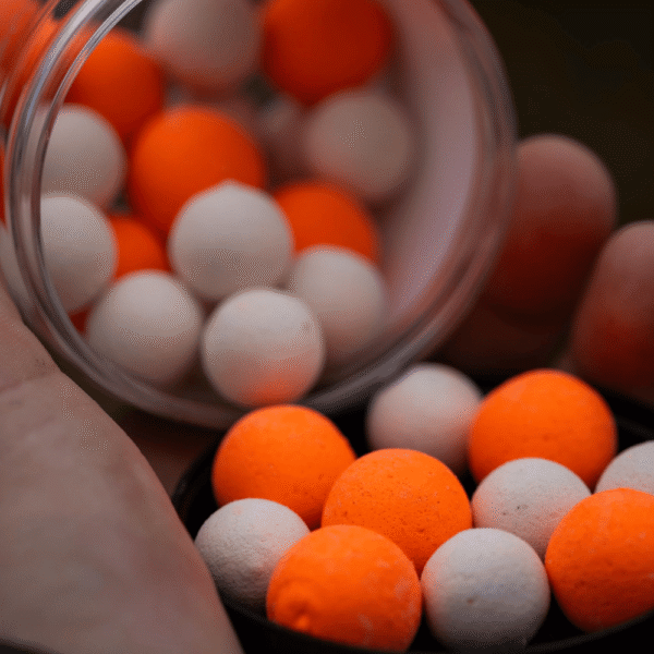 Fluor Pop Up Melon & Peach 14/20 mm – Imagen mostrando tamaños y combinación de colores en la mano