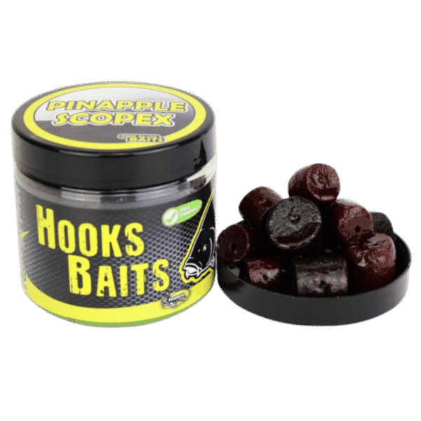 Hook Pellets Liquid Booster 14/20 mm Pineapple & Scopex – Cebo de anzuelo dulce y cremoso disponible en Carpext