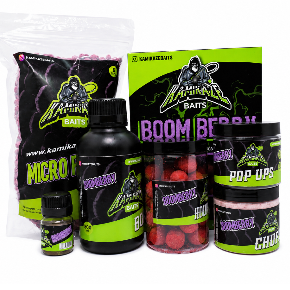 Pack Boomberry Kamikaze Baits con cebos líquidos y pop ups