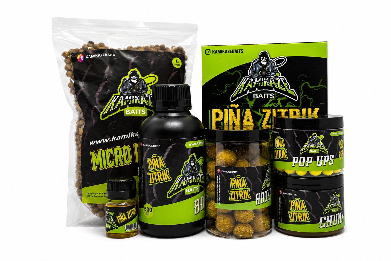 Pack Piña Zitrik Kamikaze Baits con cebos líquidos y pop ups