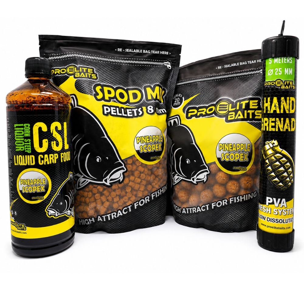 Pack Stick Pineapple Scopex Pro Elite con CSL pellets boilies y malla PVA
