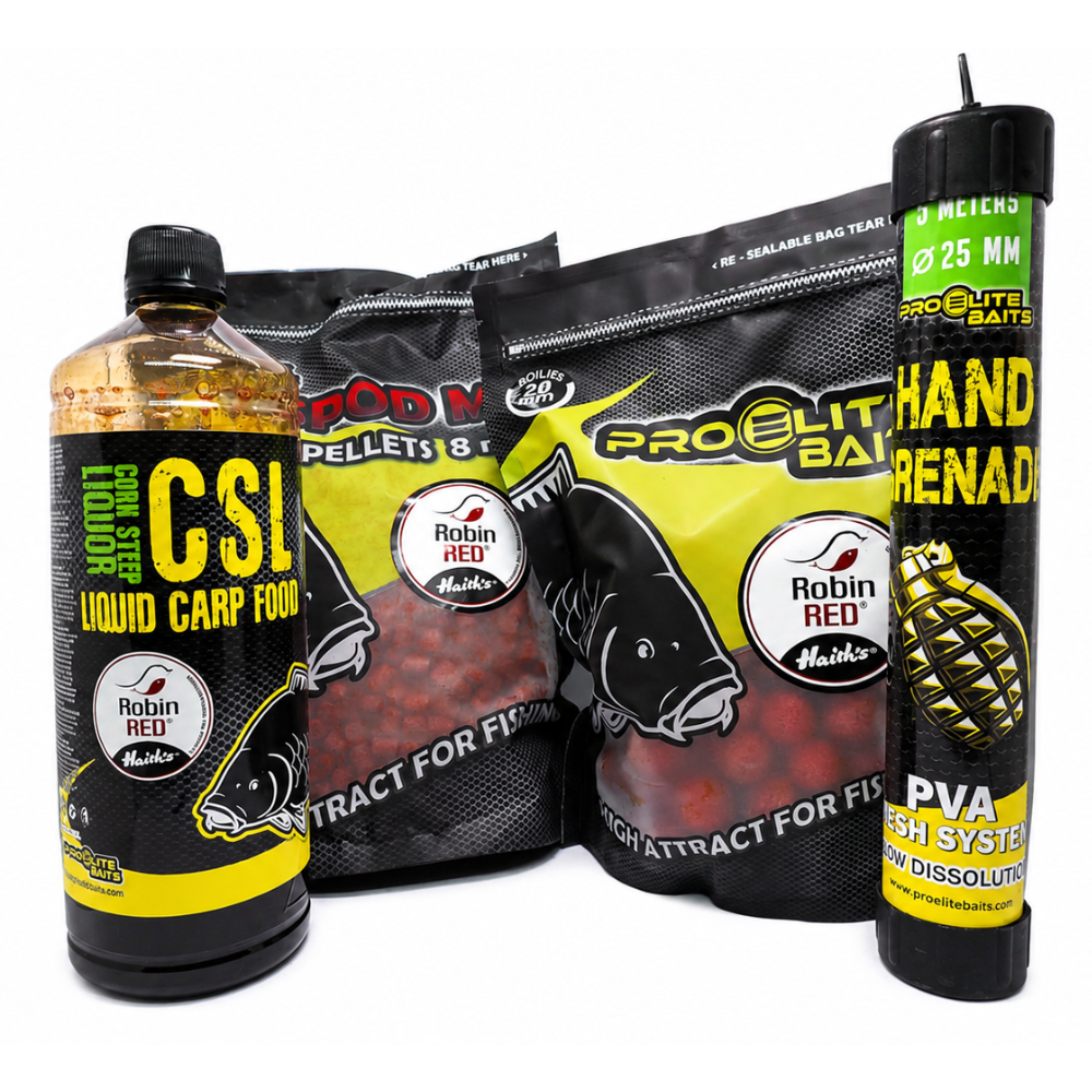 Pack Stick Robin Red Pro Elite con CSL pellets boilies y malla PVA