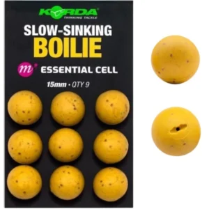 Boilies Korda Slow Sinking Essential Cell 15 mm – Cebo artificial de hundimiento lento con aroma afrutado para carpfishing en Carpext